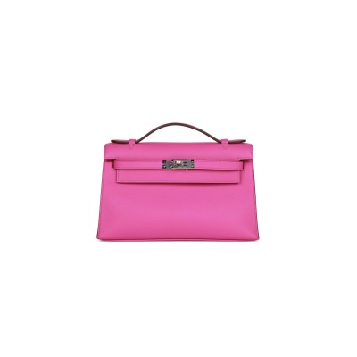 HERMES MINI KELLY POCHETTE MAGNOLIA SWIFT PALLADIUM HARDWARE (22*14*7cm)